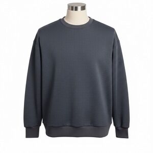 Obermeyer Polartec Quilted Pullover M Blue‎ Fleece Ski Cabin Sweatshirt Casual